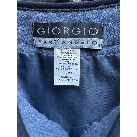 VTG Giorgio Sant’Angelo Wool Wrap Skirt 4 Blue Piping, Dark Academia Office Twee - Picture 3 of 12